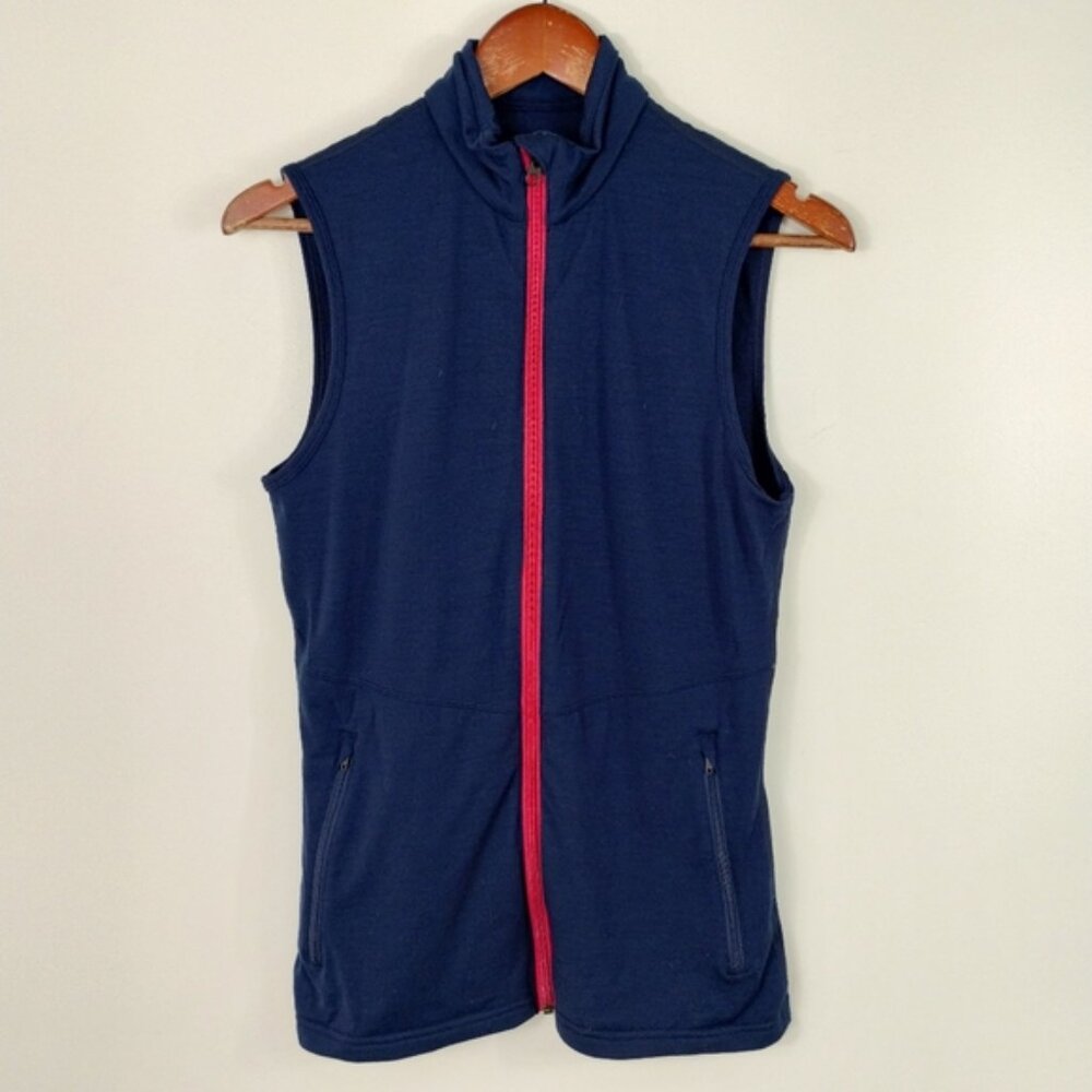 Icebreaker Merino Vest Womens Size Medium Navy Full Zip Outdoor Lightweight